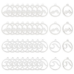 Нержавеющая Сталь Цвет 30 шт 2 стили 201 подвески из нержавеющей стали, лазерная резка, горный союз, цвет нержавеющей стали, 17~17.5x15~15.5x1 мм, отверстие : 1~1.4 мм