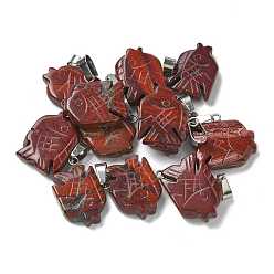 Красная Радужная Яшма Подвески из натуральной красной радуги яшмы, с 201 вывод из нержавеющей стали, рыба, 19x20x5.5 мм, отверстие : 4x7 мм