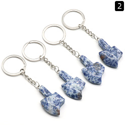 Blue Spot Jasper Blue Spot Jasper with Metal Mini Axe Keychain, 4.2x2.5cm