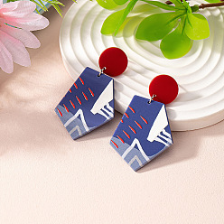 Синий Пасхальные акриловые серьги-подвески, самородки, синие, 57x34 мм