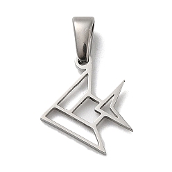 Stainless Steel Color Non-Tarnish 304 Stainless Steel Pendants, Laser Cut, Fish Charm, Stainless Steel Color, 15x12.5x1mm, Hole: 4.5x2.5mm