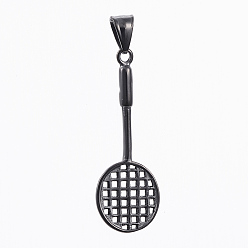 Bronze Pendentifs en acier inoxydable, articles de sport, raquette de badminton, gris anthracite, 304mm, Trou: 49x17x3.5mm