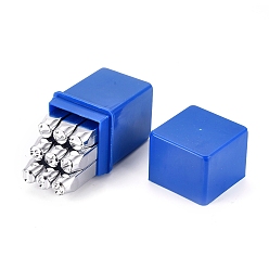 Platinum Iron Seal Stamps Set, for Imprinting Metal, Wood, Plastic, Leather, More, Including Number 0~9, Platinum, 64x10x10mm, 9pcs/box