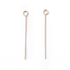 Настоящее золото 14K Латунный штифт, без кадмия и без свинца, реальный 14 k позолоченный, 25~25.5x2.7x0.5 мм, 24 датчик, отверстие : 1.6 мм