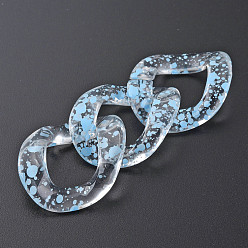 Light Sky Blue Transparent Acrylic Linking Rings, Quick Link Connectors, for Curb Chains Making, Twist Oval, Light Sky Blue, 40x33x10mm, Inner Diameter: 19x23mm