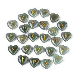 Зеленый Авантюрин 25 шт. натуральный зеленый авантюрин в форме сердца с гравировкой алфавита старшего футарка, 19~20.5x19.5~21x7~8.5 мм