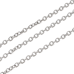 Нержавеющая Сталь Цвет Устойчивы к потускнению 304 цепи из нержавеющей стали, пайки, с катушкой, овальные, цвет нержавеющей стали, 2x1.5x0.4 мм, около 328.08 футов (100 м) / рулон