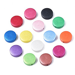 (52) Непрозрачная лаванда Расписные бусы из натурального дерева, жемчужные, плоско-круглые, разноцветные, 15x4.5 мм, отверстие : 1.8 мм