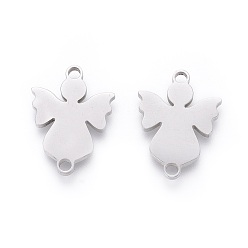 Нержавеющая Сталь Цвет Не тускнеет 201 звенья из нержавеющей стали, ручная полировка, ангел, цвет нержавеющей стали, 16x12x1.5 мм, отверстие : 1.6 мм