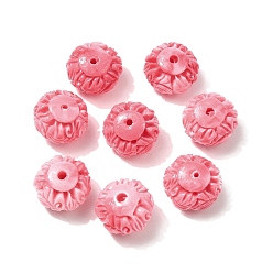 Светло-Вишневый Синтетические резные бусины, окрашенные в ракушки, цветок, светло-вишневый, 12.5x8 мм, отверстие : 1 мм
