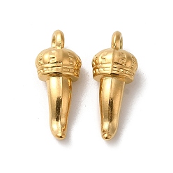 Настоящее золото 18K 304 подвески из нержавеющей стали, рог изобилия / итальянский рог корничелло амулеты, реальный 18 k позолоченный, 15x4.5x6 мм, отверстие : 1.2 мм