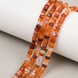 Натуральный Агат Природный агат бисер нитей, окрашенная и подогревом, граненые, шестиугольник, красные, 4x4x2~2.5 мм, отверстие : 0.9 мм, около 156 шт / нитка, 15.24'' (38.7 см)