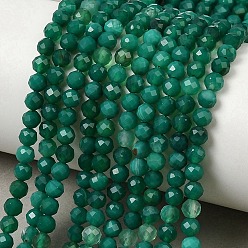 Зеленый агат Натуральные бусины из зеленого оникса и агата (окрашенные и нагретые), круглые, граненые, 4~4.5 мм, отверстие : 0.6~0.7 мм, около 97~107 шт / нитка, 14.96'' (38 см) ~ 15.35'' (39 см)