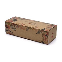 Цвет Древесины Подарочная коробка с принтом ручной работы, прямоугольник с цветочным узором, деревесиные, 7-1/2x2-3/4x2 дюйм (19.1x7x5 см)