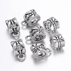 Antique Silver Tibetan Silver Hangers, Bail Beads, Lead Free, Cadmium Free and Nickel Free, Cup, Antique Silver, 11.5x6x8mm, Hole: 4.5mm