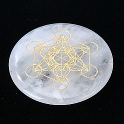 Хрусталь Чакра натуральный кварцевый кристалл плоский круглый пальмовый камень, Целебный камень с выгравированным кубом Метатрона, 30 мм