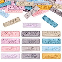 (52) Непрозрачная лаванда 48шт 12 цвета микрофибровые этикетки бирки, с дырочками и надписью ручной работы, для джинсов своими руками, , обуви, аксессуары для шляп, разноцветные, 50x15x1.5 мм, отверстие : 1.4 мм, 4 шт / цвет