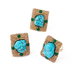 Говлит Открытое кольцо-манжета с натуральным говлитом неправильной формы и стразами, массивное прямоугольное кольцо из сплава для мужчин и женщин, золотые, размер США 8 (18.1 мм)