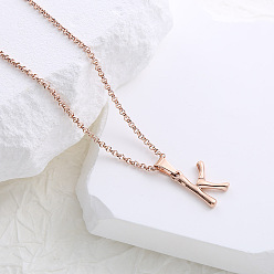 Letter K Ожерелья с подвесками из нержавеющей стали с буквами для женщин и мужчин, розовое золото , Письмо K