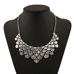Античное Серебро Ожерелья из сплава листьев для женщин, античное серебро, 17.72 дюйм (45 см)