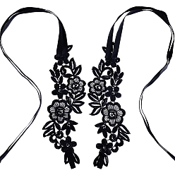 Черный Браслет на щиколотку из нейлонового кружева с вышивкой и кольцом для большого пальца ноги, босоножки с цветочным принтом для свадебной церемонии, чёрные, 930x80x1 мм