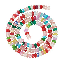Couleur Mélangete 1 brins de perles de jade blanc naturel, teint, rondelle, couleur mixte, 4~5x1.5~2mm, Trou: 0.7mm, Environ 190~216 pcs/chapelet, 14.61~15.35 pouce (37.1~39 cm)