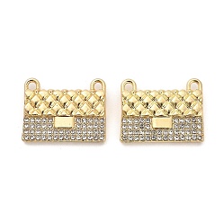 Золотой Подвески из сплава с покрытием стойки со стразами, пакет, золотые, 16x20.5x4 мм, отверстие : 1.8 мм