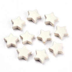 Pale Goldenrod Spray Painted Acrylic Beads, Rubberized Style, Star, Pale Goldenrod, 10.5x11x4mm, Hole: 1.5mm, about 2250pcs/500g