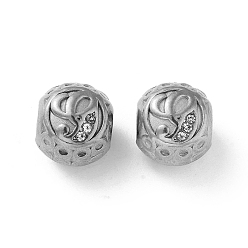 Letter G 304 горный хрусталь из нержавеющей стали европейские шарики, круглый крупные бусины отверстие, реальный 18 k позолоченный, круглый с письмом, Буква G, 11x10 мм, отверстие : 4 мм