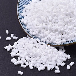 (HTL402FR) Unicorn Matte White AB MIYUKI Half TILA Beads, Japanese Seed Beads, 2 Hole, (HTL402FR) Unicorn Matte White AB, 5x2.3x1.9mm, Hole: 0.8mm, about 2500pcs/100g