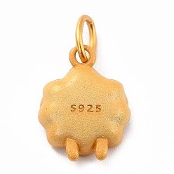 Golden 925 Sterling Silver Pendant Chabochon Settings, Sheep, Golden, 13.5x10x4.7mm, Inner Diameter: 3mm, Hole: 5x0.6mm