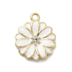 Белый Латунные микро проложить кубического циркония подвески, , с эмалью, без кадмия и без свинца, стойки покрытие, долговечный, реальный 18 k позолоченный, белые, 12x10x2 мм, отверстие : 1 мм