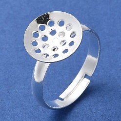 Серебро Покрытие стойки регулируемая настройка латунного ситового кольца, долговечный, без свинца и без кадмия, круглые, серебряные, лоток : 12 мм, размер США 7 3/4 (17.9 мм)