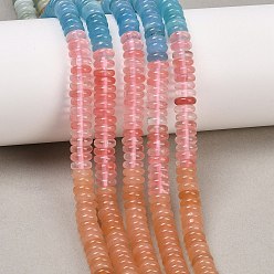 Смешанные камни Нити из вишневого кварцевого стекла, натурального цветочного амазонита и окрашенного белого нефрита., рондель, разноцветные, 6~6.3x2~2.5 мм, отверстие : 1~1.1 мм, около 164 шт / нитка, 14.76 дюйм (37.5 см)