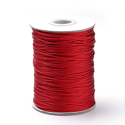 Red Braided Korean Waxed Polyester Cords, Red, 1.5mm, about 174.97 yards(160m)/roll