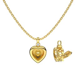 Real 18K Gold Plated 925 Sterling Silver Pendant Necklaces, Micro Pave Cubic Zirconia, Heart, Real 18K Gold Plated, 15.83 inch(40.2cm)