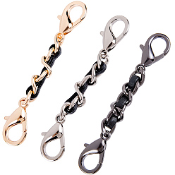 Черный 3 шт. 3 цвета искусственная кожа сплав краба цепи удлинители ремня для кошелька для изготовления кошелька, чёрные, 72 мм, 1 шт / цвет