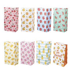 (52) Непрозрачная лаванда 24шт 8 стиль бумажные подарочные пакеты, сумки для покупок, прямоугольник с фруктами и узором в горошек, разноцветные, 23.3x12x0.1 см, 3 шт / стиль