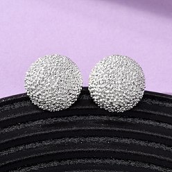 Плоский Круглый Серьги-гвоздики с текстурированной латунью, без никеля , серебряные, плоско-круглые, 14 мм