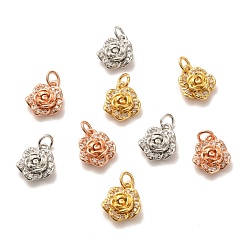 (52) Непрозрачная лаванда Латунные микропаве прозрачные подвески с фианитом, долговечный, цветок, разноцветные, 11x9x3.5 мм, отверстие : 3 мм, Кольцо: 4x1 mm