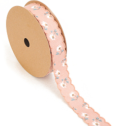 Saumon Clair 8 mètres de rubans en polyester imprimés de fleurs, ruban à bord ondulé, accessoires du vêtement, emballage cadeau, saumon clair, 1 pouces (25 mm)