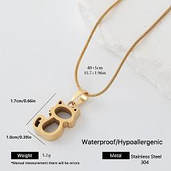 Cat Shape 304 collares con colgante de acero inoxidable para mujer, dorado, forma de gato, 15.75 pulgada (40 cm)