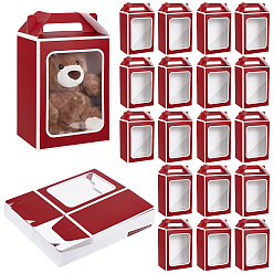 Rouge 24 Boîtes cadeaux de rangement rectangulaires en papier, Boîtes d'emballage cadeau visibles Winbow avec poignées, rouge, 18x13x25 cm