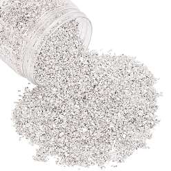 Argent Perles de copeaux de verre, sans trou, accessoires nail art de décoration, argenterie, 0.3~5x0.3~5x0.3~5mm, 0.5 sac / boîte