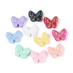 (52) Непрозрачная лаванда Непрозрачные акриловые бусины с УФ-покрытием, бабочка, AB цвет, разноцветные, 17x20x7 мм, отверстие : 3 мм, Около 431 шт / 500 г