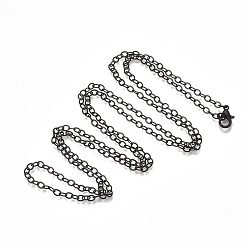 Black Brass Cable Chain Necklace Making, with Lobster Claw Clasps, Black, 32 inch(81.5cm)