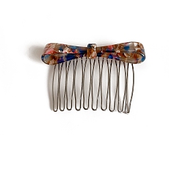 Разноцветный Ацетат целлюлозы (смола) аксессуары для волос, бантом, с металлическими гребнями для волос для женщин и девочек, красочный, 75x50 мм