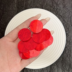 Красный Акриловые болтаться серьги стержня, плоско-круглые, красные, 60x41 мм