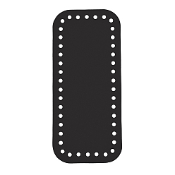 Black PU Leather Rectangle Long Bag Bottom, for Knitting Bag, Women Bags Handmade DIY Accessories, Black, 180x80x4mm, Hole: 4.5mm