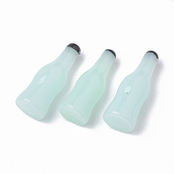 Aqua Resin Cabochons, Liquor/Bottle, Aqua, 26x9~11mm